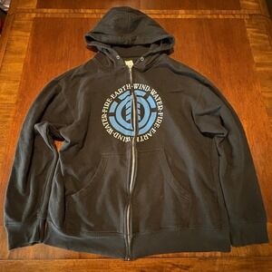 Vintage Element Skateboards Zip Up Hoodie L Black Fire Earth Wind Water Y2K